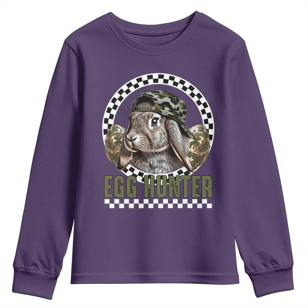 Funny Easter Day Egg Hunter Youth Sweatshirt Bunny Hunting Camo Egg