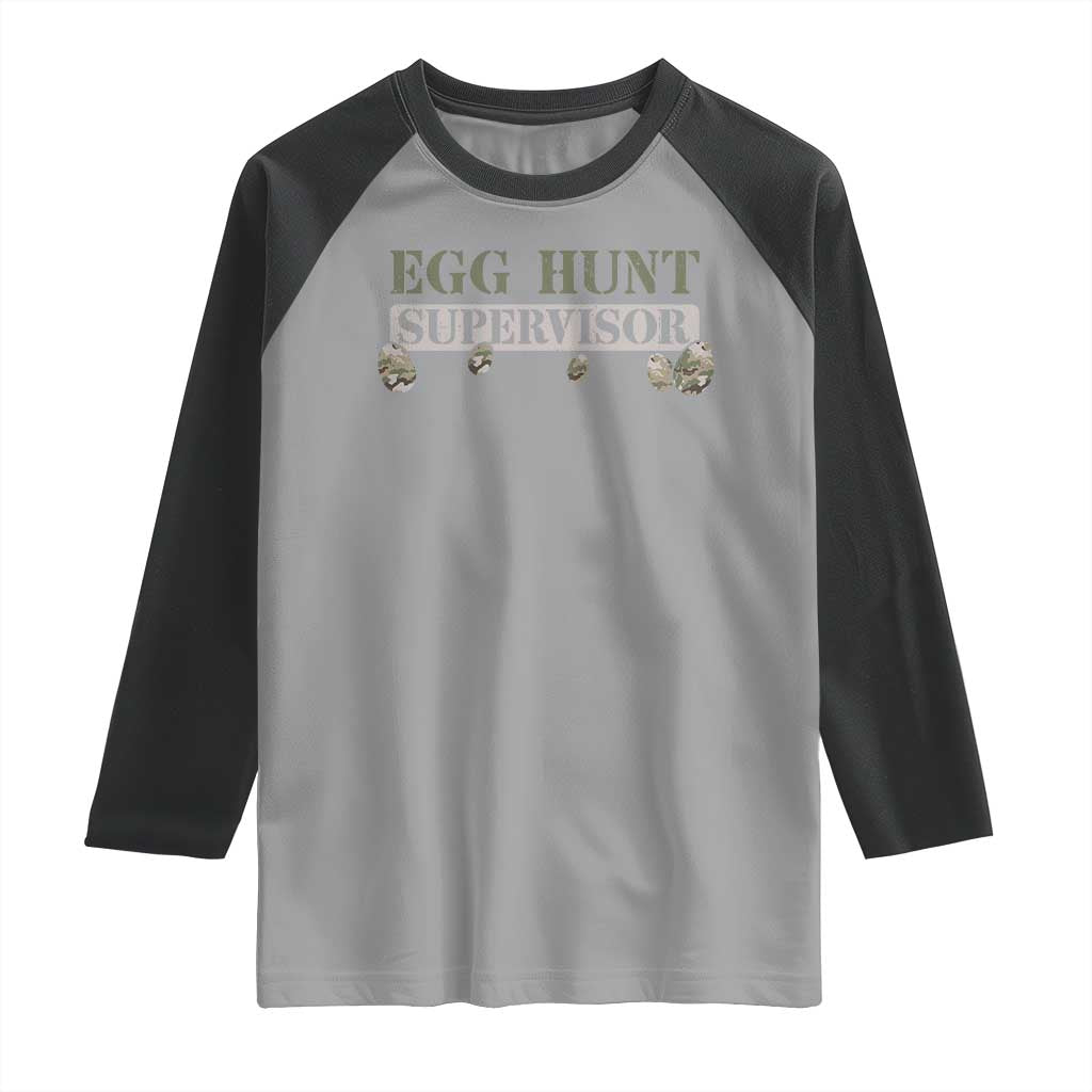 Funny Easter Egg Hunt Supervisor Raglan Shirt Camouflage Camo Egg Hunting Easter Day