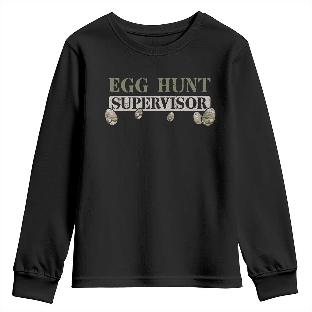 Funny Easter Egg Hunt Supervisor Youth Sweatshirt Camouflage Camo Egg Hunting Easter Day