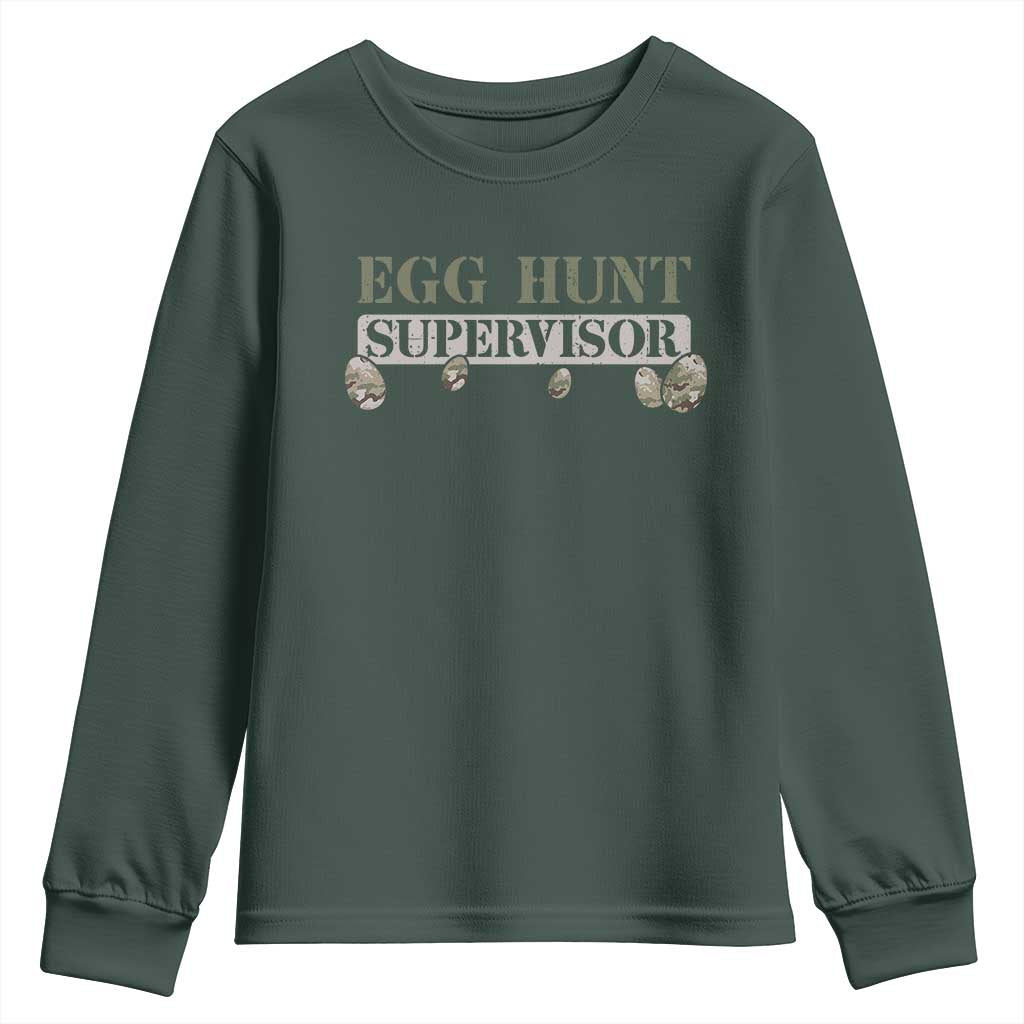 Funny Easter Egg Hunt Supervisor Youth Sweatshirt Camouflage Camo Egg Hunting Easter Day