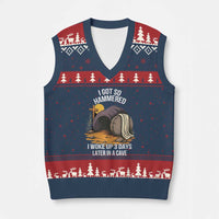Christian Easter Day Religious Stone V-Neck Knit Sweater Vest I Got So Hammered I Woke Up 3 Days Later In A Cave - Wonder Print Shop