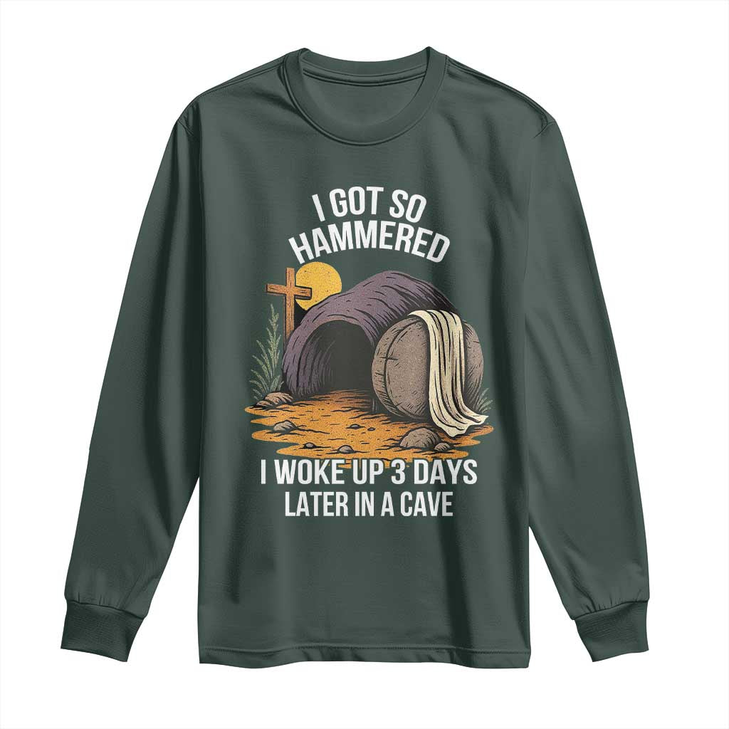 Christian Easter Day Religious Stone Long Sleeve Shirt I Got So Hammered I Woke Up 3 Days Later In A Cave