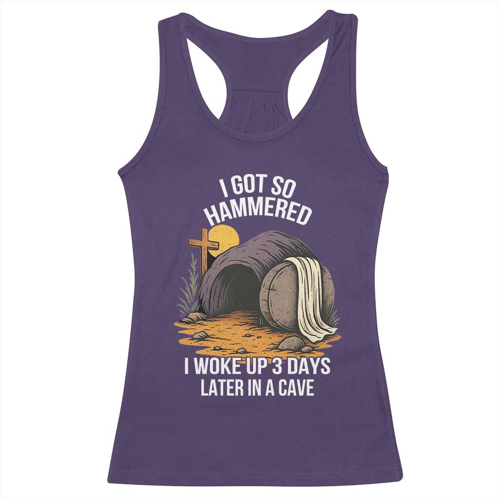 Christian Easter Day Religious Stone Racerback Tank Top I Got So Hammered I Woke Up 3 Days Later In A Cave