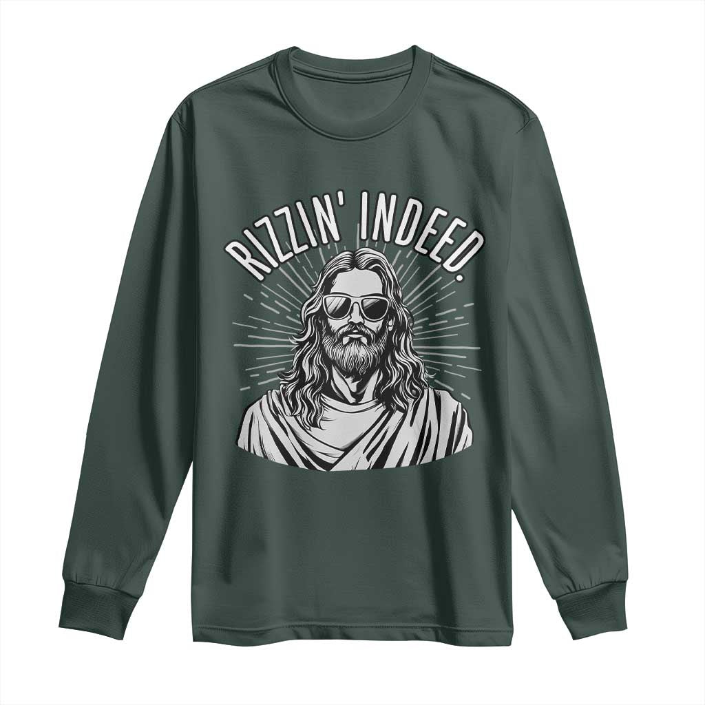 Funny Religious Christian Jesus Meme Long Sleeve Shirt Rizzin Indeed