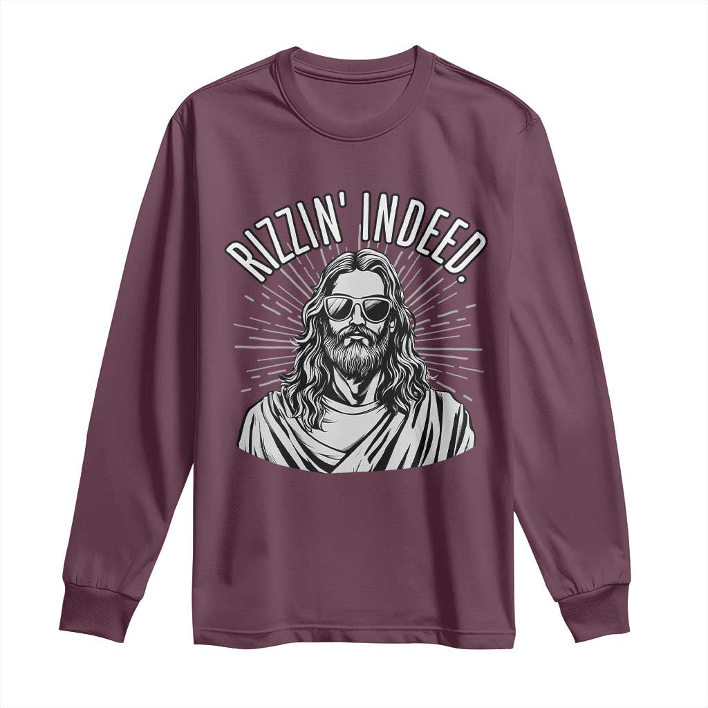 Funny Religious Christian Jesus Meme Long Sleeve Shirt Rizzin Indeed