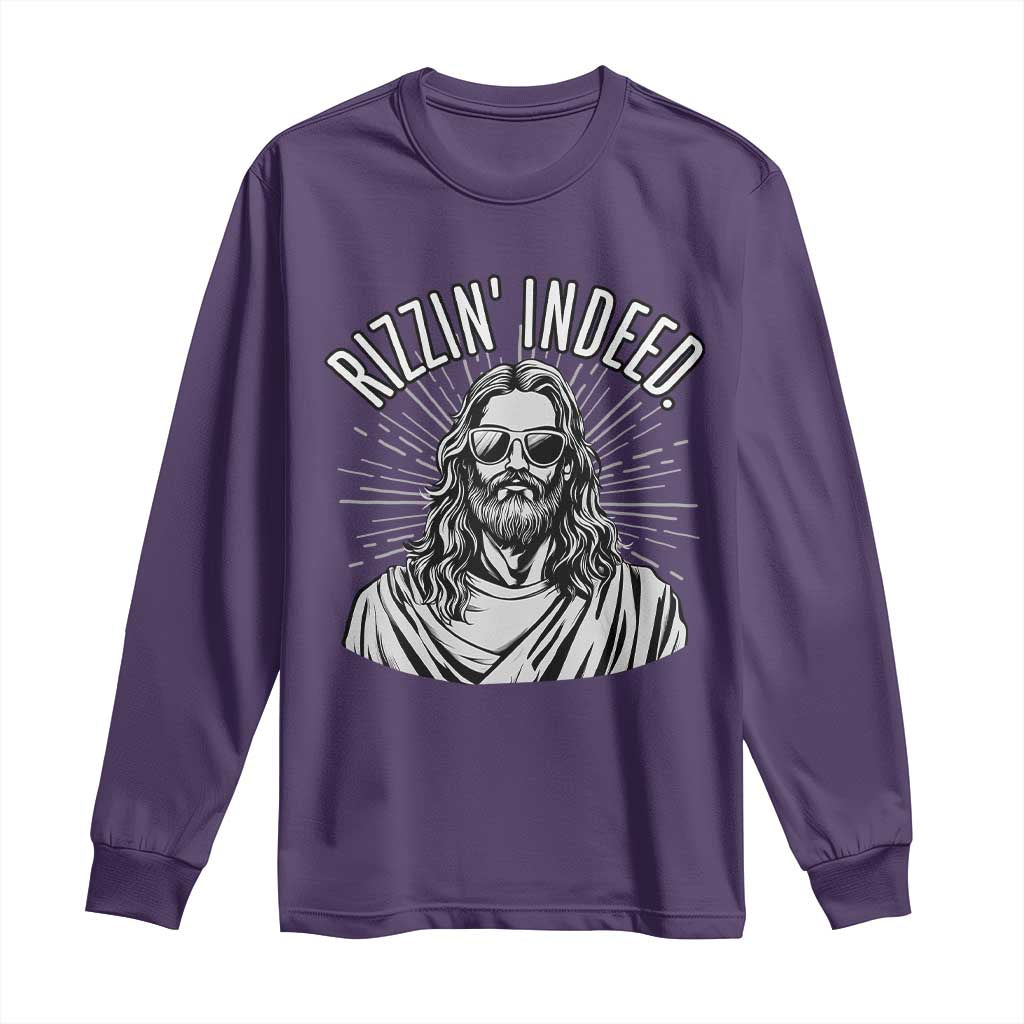 Funny Religious Christian Jesus Meme Long Sleeve Shirt Rizzin Indeed