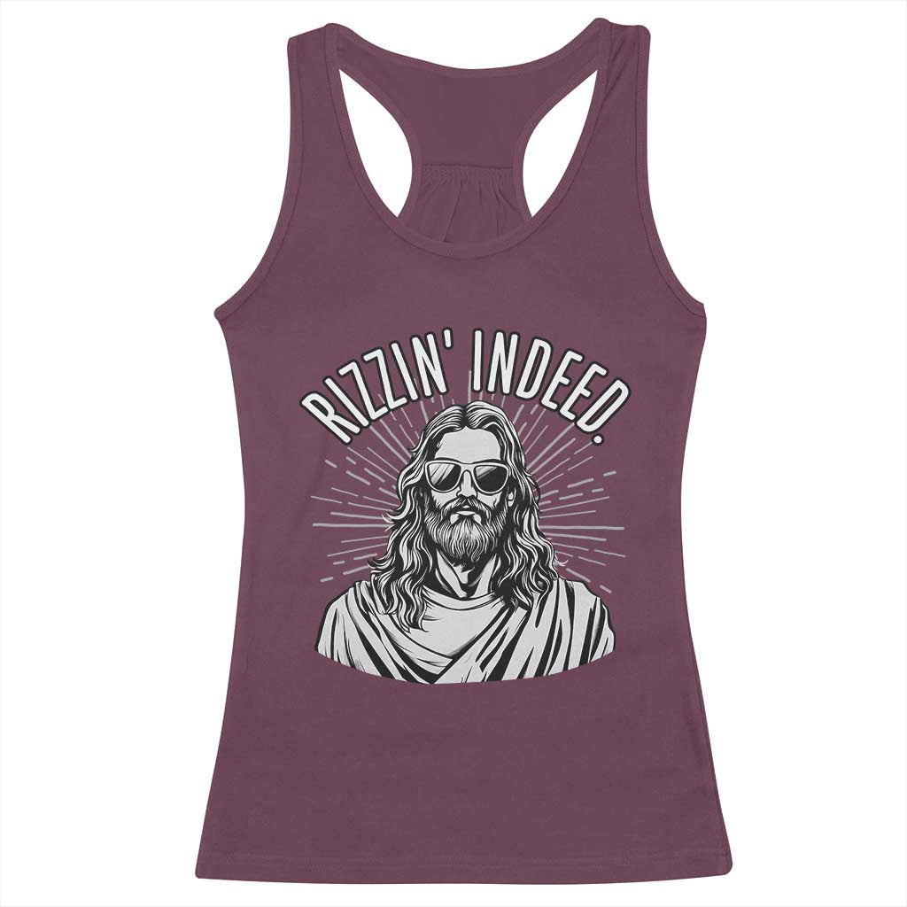 Funny Religious Christian Jesus Meme Racerback Tank Top Rizzin Indeed