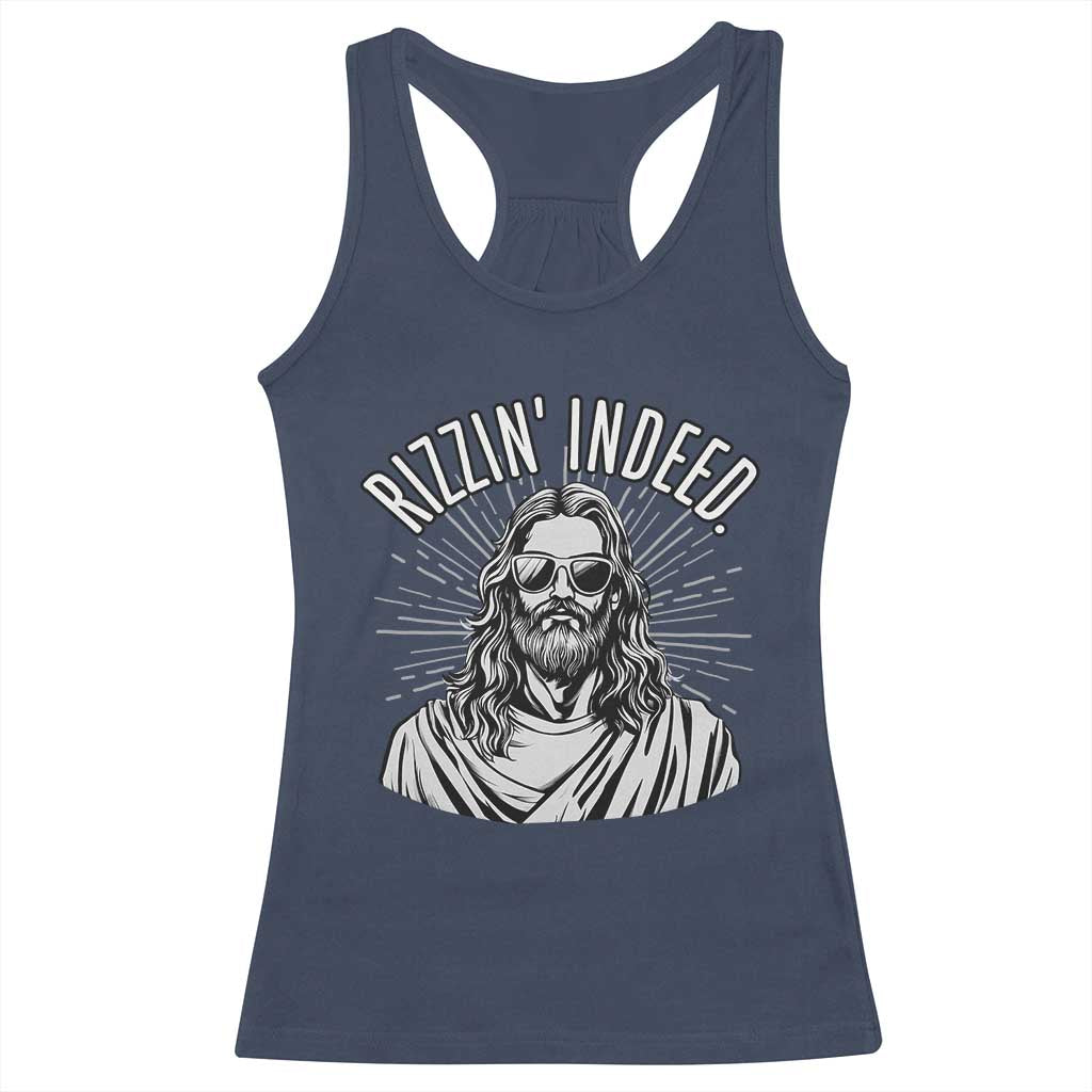 Funny Religious Christian Jesus Meme Racerback Tank Top Rizzin Indeed