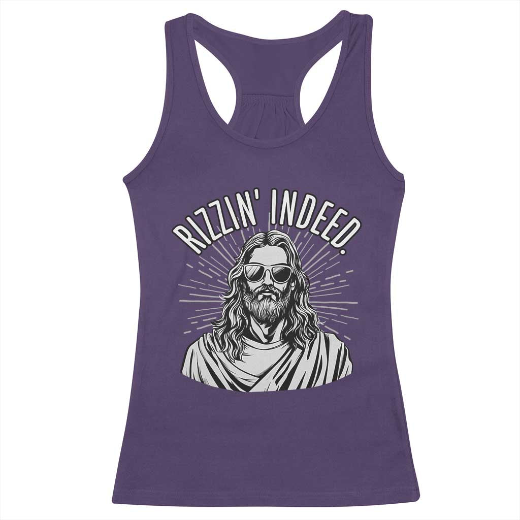 Funny Religious Christian Jesus Meme Racerback Tank Top Rizzin Indeed