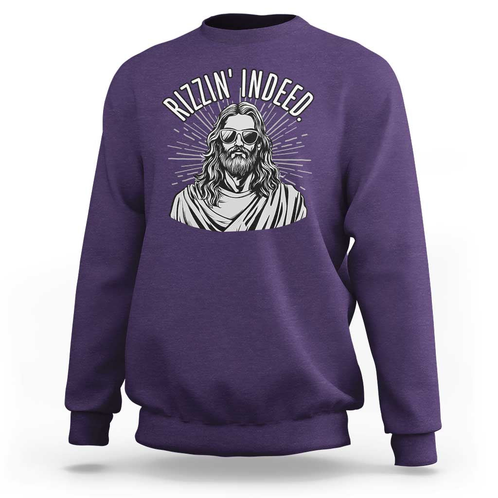 Funny Religious Christian Jesus Meme Sweatshirt Rizzin Indeed