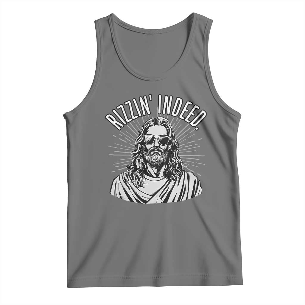 Funny Religious Christian Jesus Meme Tank Top Rizzin Indeed