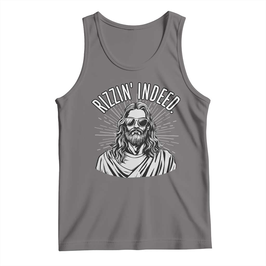 Funny Religious Christian Jesus Meme Tank Top Rizzin Indeed