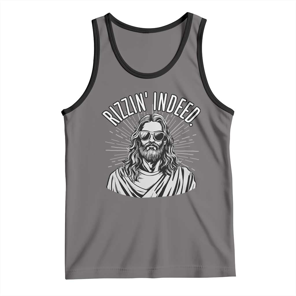 Funny Religious Christian Jesus Meme Tank Top Rizzin Indeed