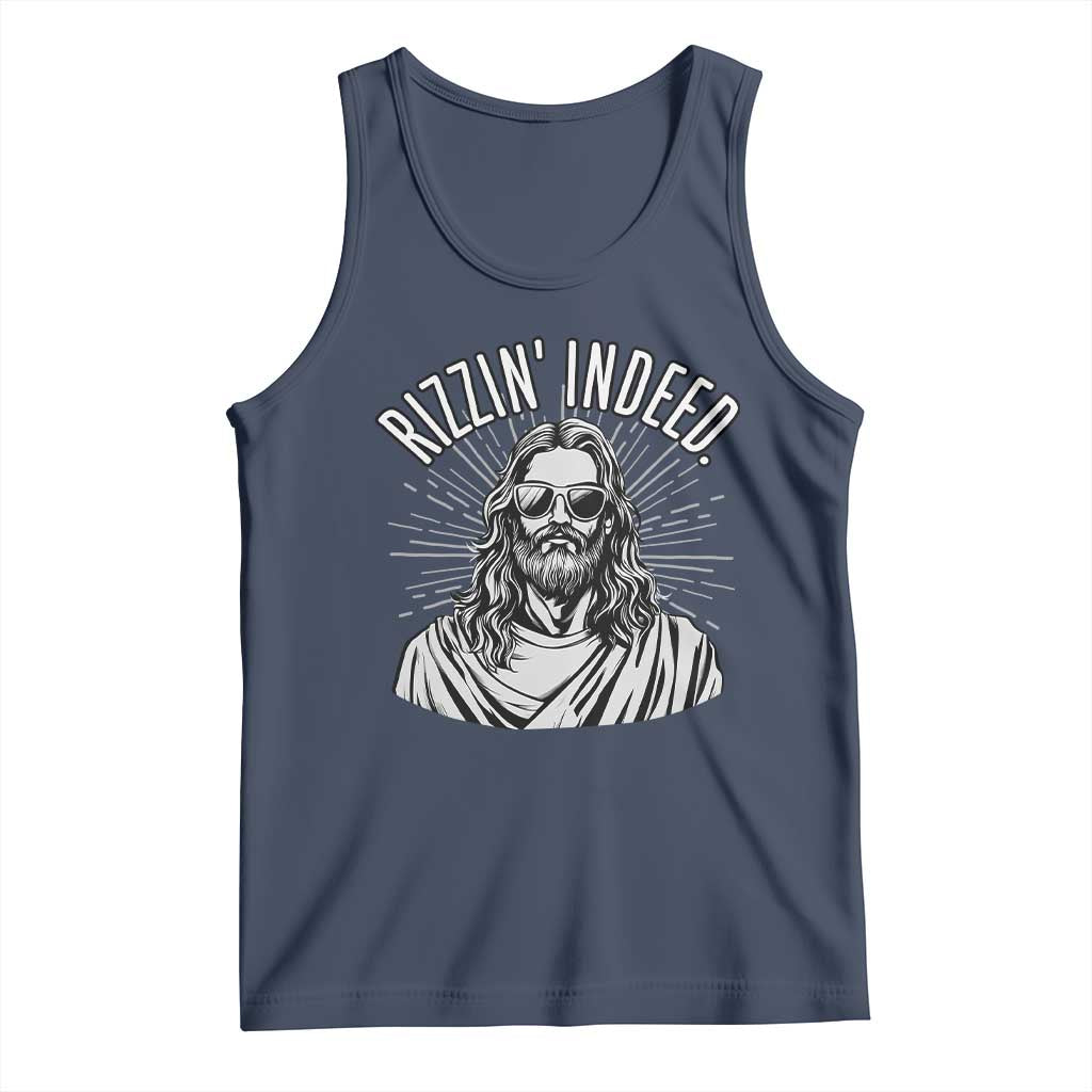 Funny Religious Christian Jesus Meme Tank Top Rizzin Indeed