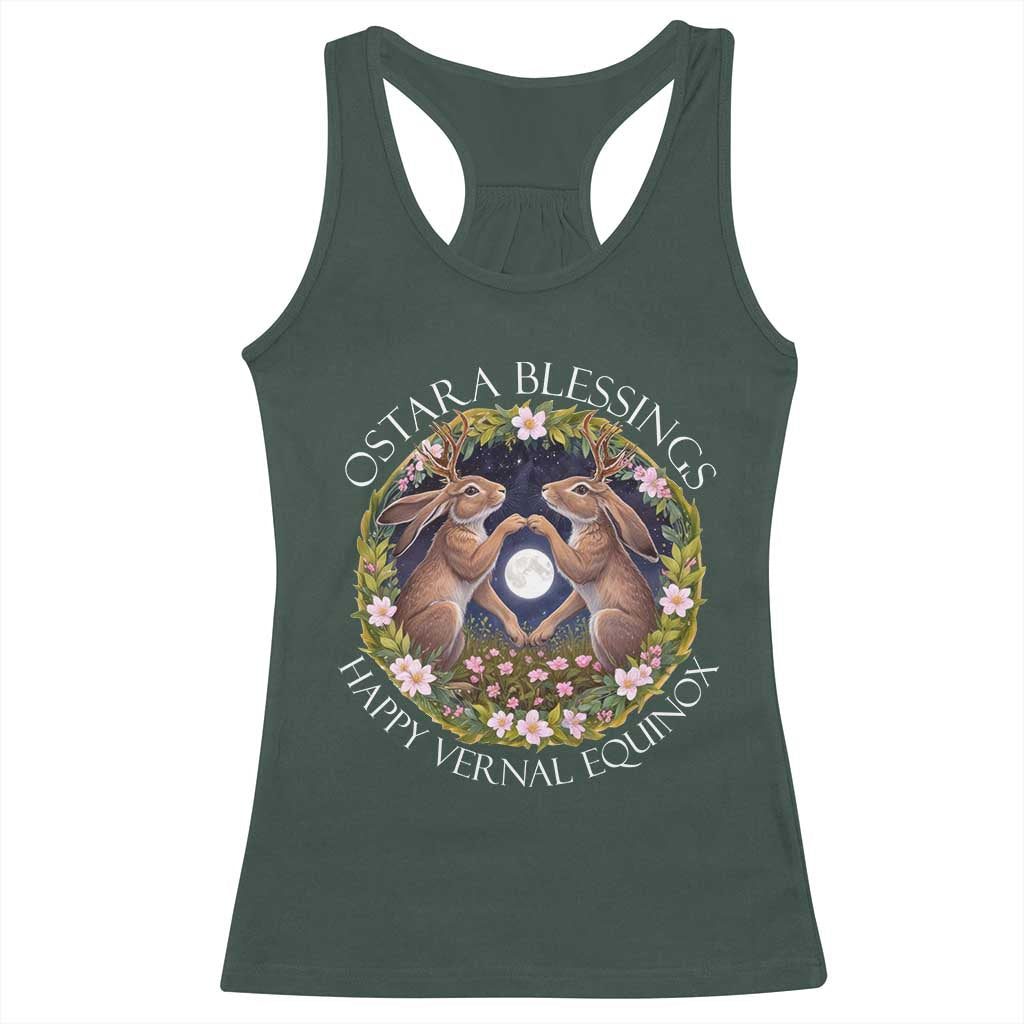 Ostara Blessings Happy Vernal Equinox Racerback Tank Top Ostara Pagan Eostre Easter Day Wolpertinger