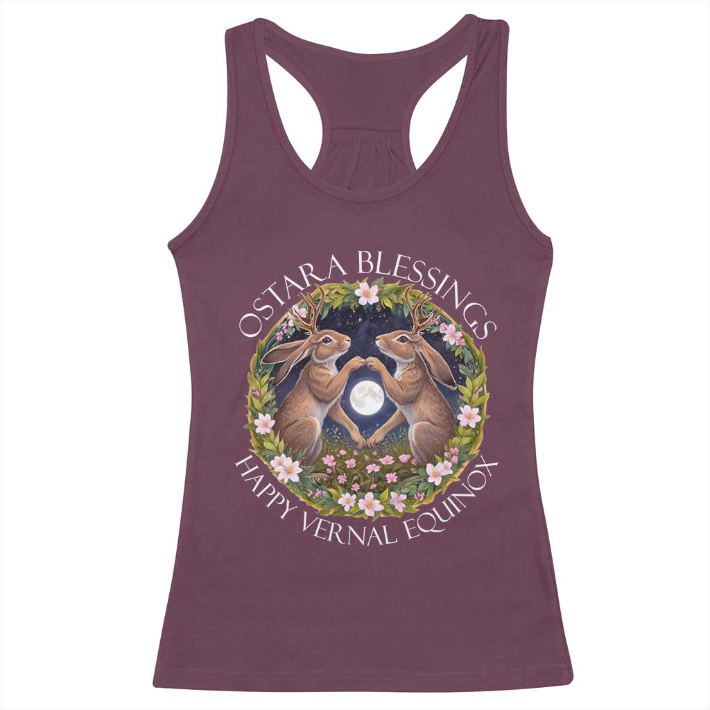 Ostara Blessings Happy Vernal Equinox Racerback Tank Top Ostara Pagan Eostre Easter Day Wolpertinger