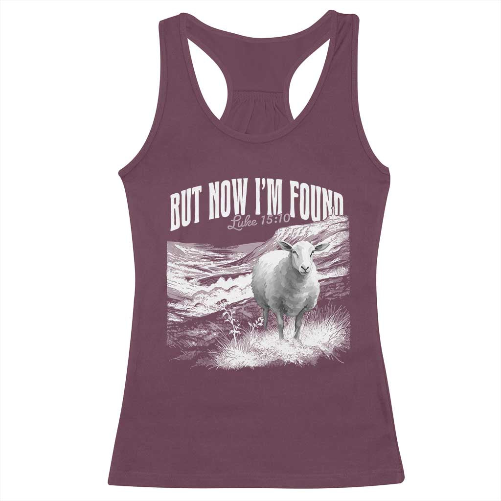 But Now I'm Found Racerback Tank Top Christian Faith Sheep