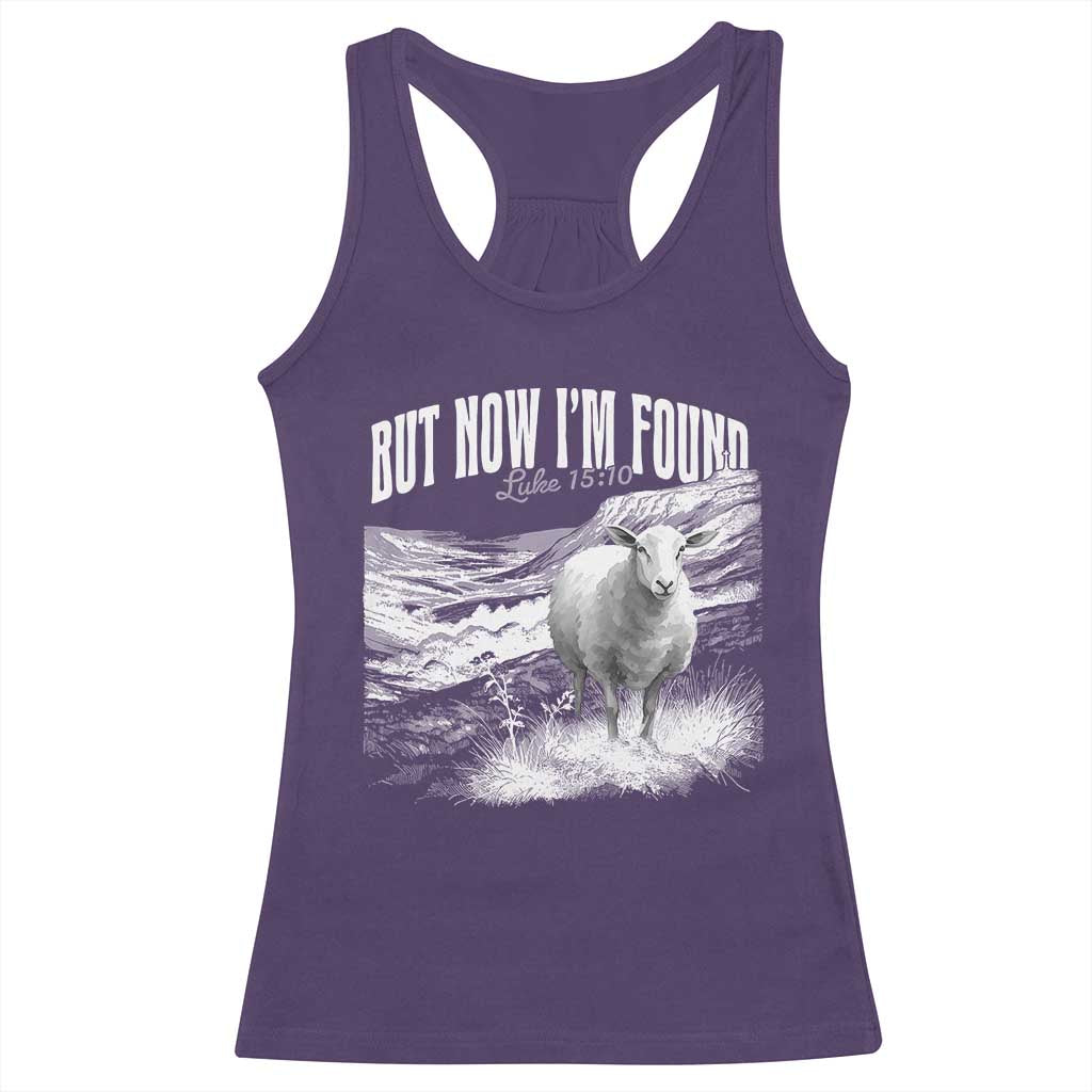 But Now I'm Found Racerback Tank Top Christian Faith Sheep