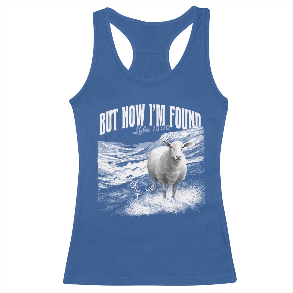 But Now I'm Found Racerback Tank Top Christian Faith Sheep