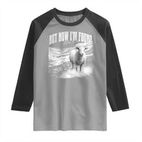 But Now I'm Found Raglan Shirt Christian Faith Sheep