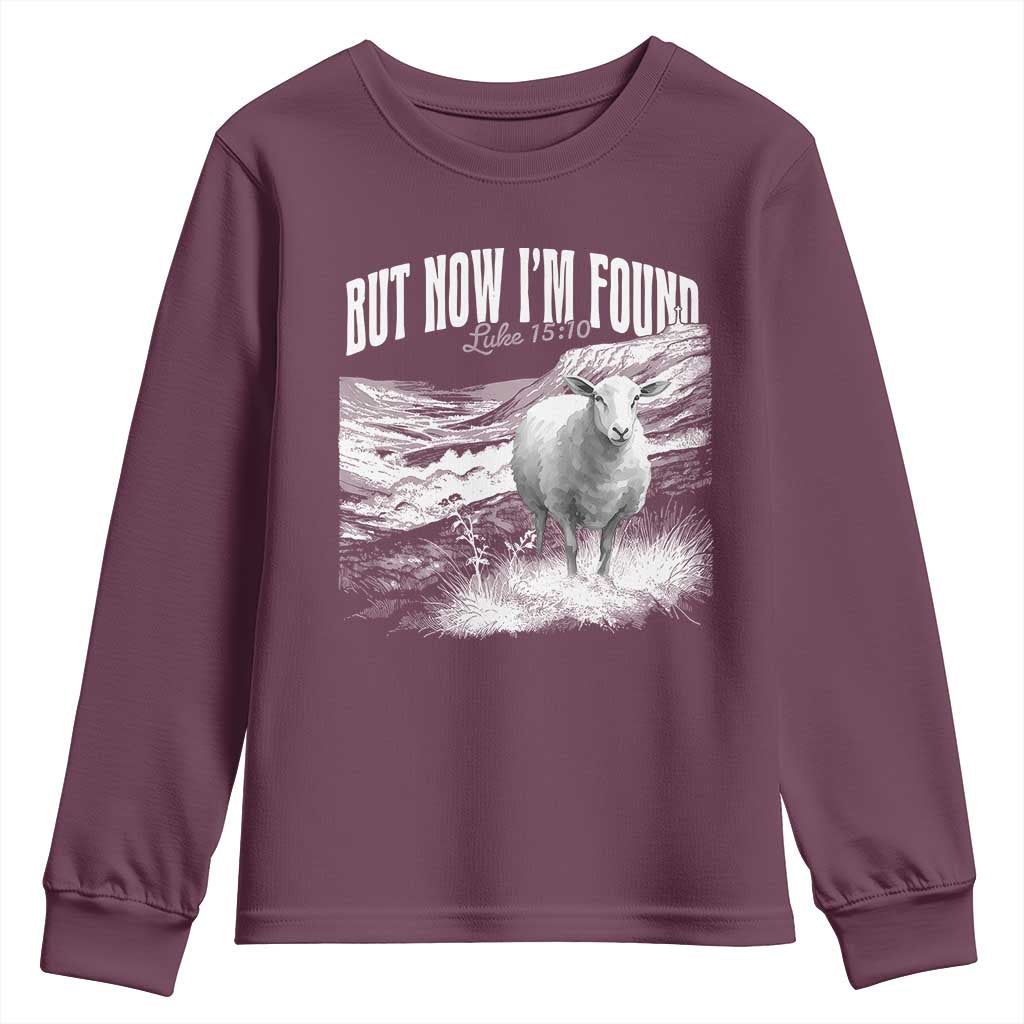 But Now I'm Found Youth Sweatshirt Christian Faith Sheep