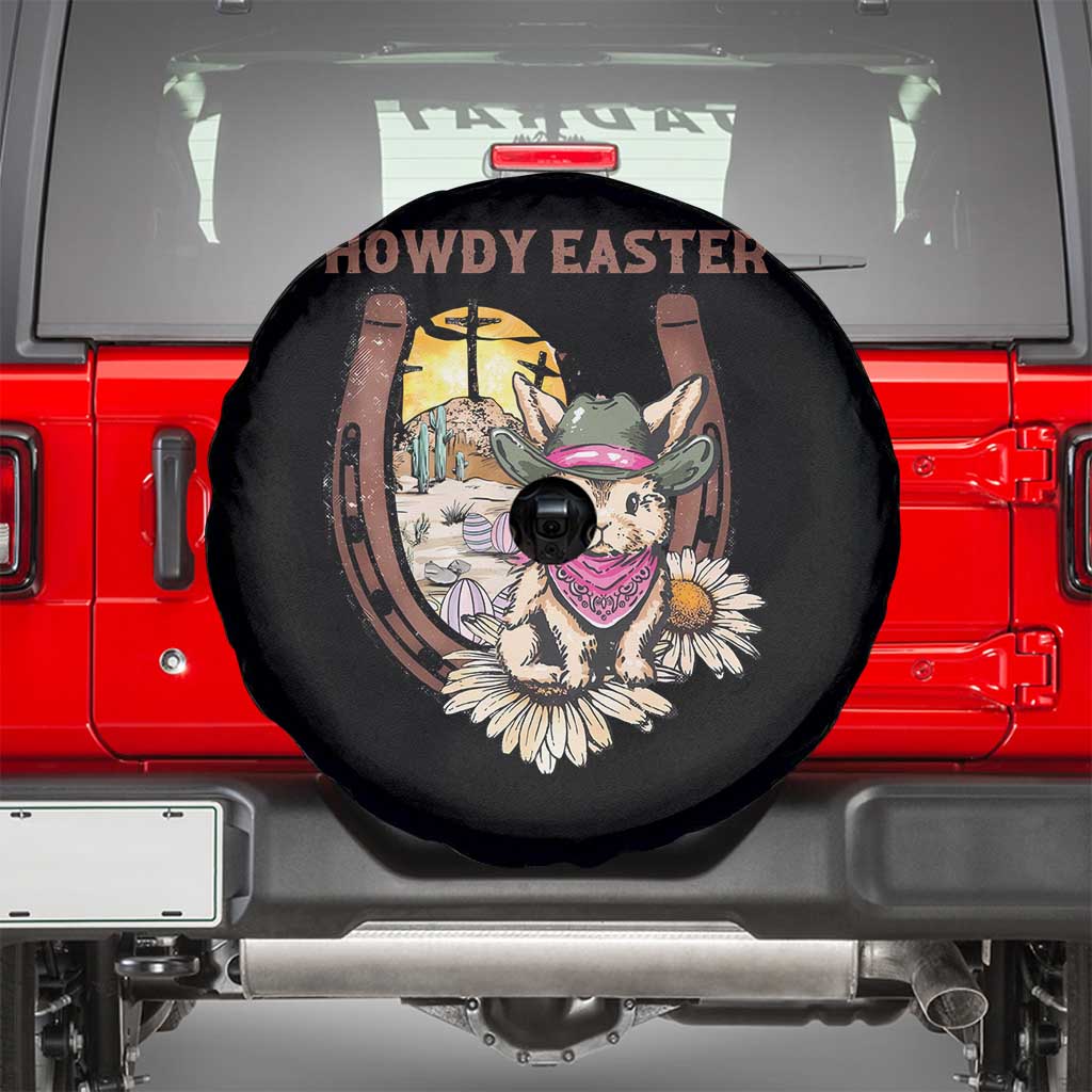 Funny Western Easter Day Spare Tire Cover Howdy Easter Country Cowboy Bunny Horseshoe