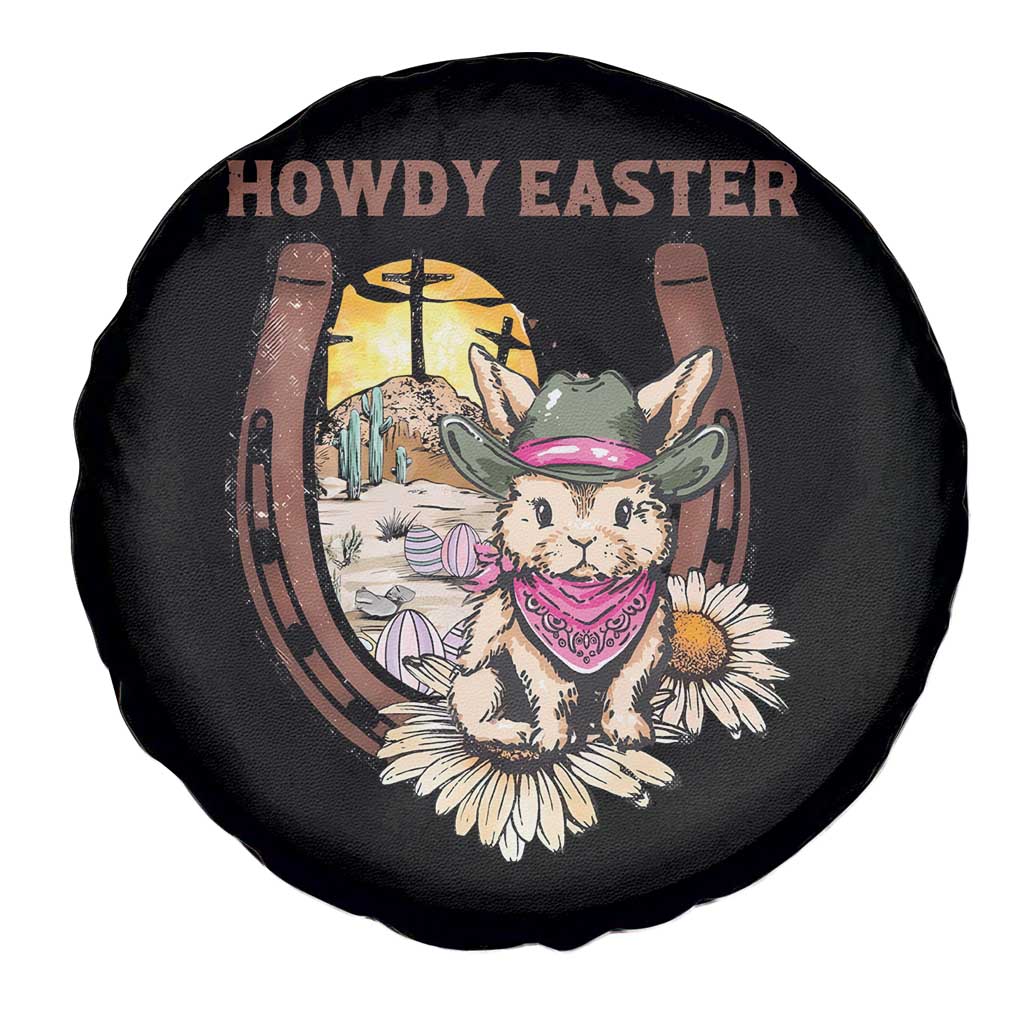 Funny Western Easter Day Spare Tire Cover Howdy Easter Country Cowboy Bunny Horseshoe