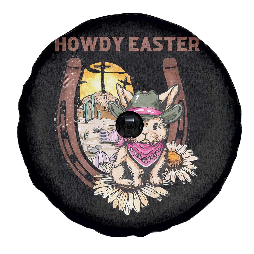 Funny Western Easter Day Spare Tire Cover Howdy Easter Country Cowboy Bunny Horseshoe
