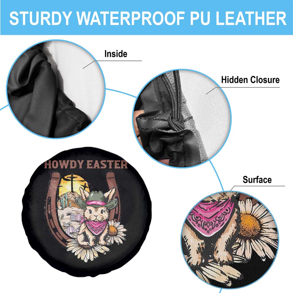 Funny Western Easter Day Spare Tire Cover Howdy Easter Country Cowboy Bunny Horseshoe