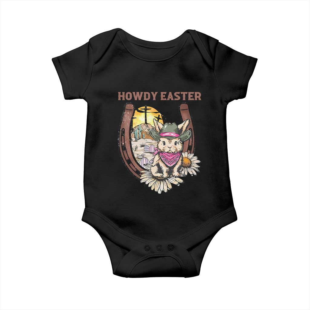 Funny Western Easter Day Baby Onesie Howdy Easter Country Cowboy Bunny Horseshoe