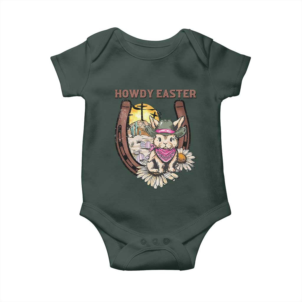 Funny Western Easter Day Baby Onesie Howdy Easter Country Cowboy Bunny Horseshoe