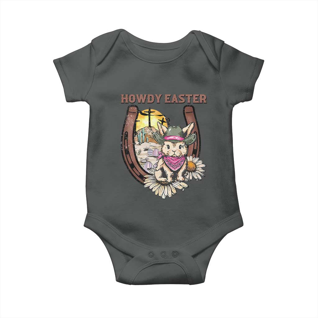 Funny Western Easter Day Baby Onesie Howdy Easter Country Cowboy Bunny Horseshoe
