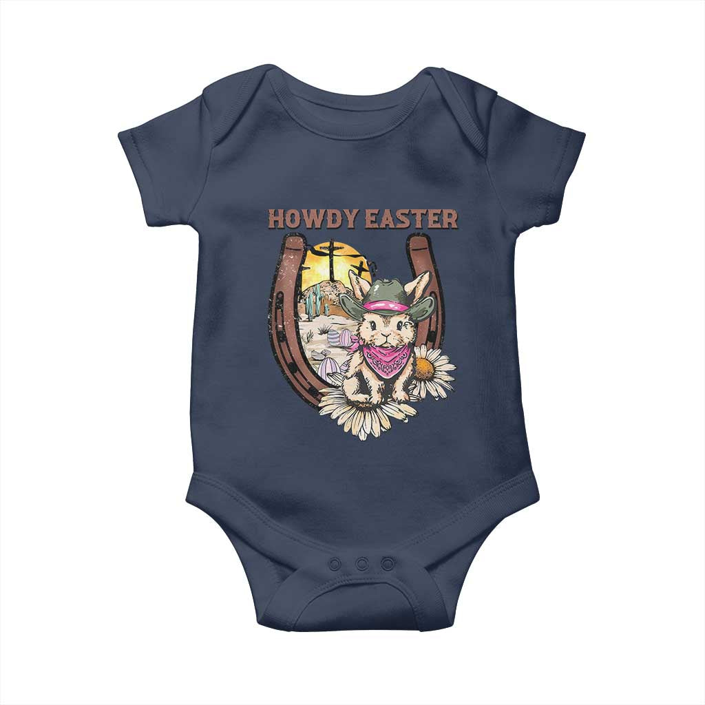Funny Western Easter Day Baby Onesie Howdy Easter Country Cowboy Bunny Horseshoe
