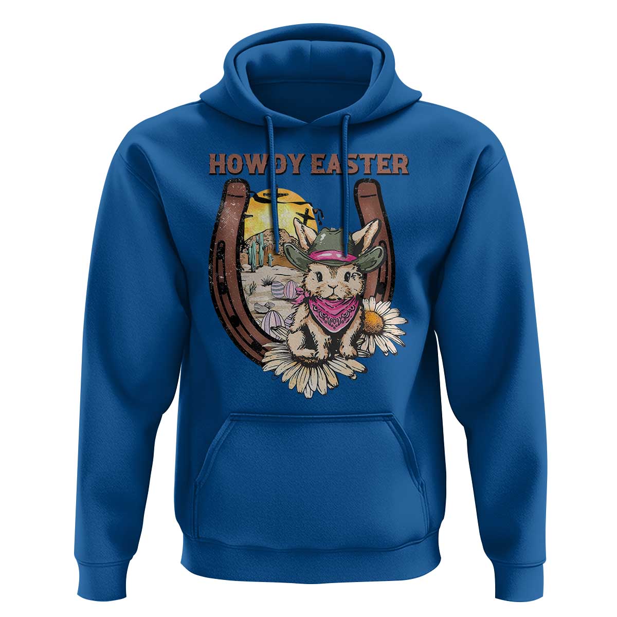 Funny Western Easter Day Hoodie Howdy Easter Country Cowboy Bunny Horseshoe