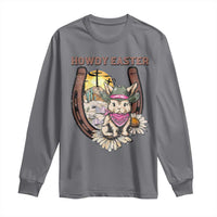 Funny Western Easter Day Long Sleeve Shirt Howdy Easter Country Cowboy Bunny Horseshoe