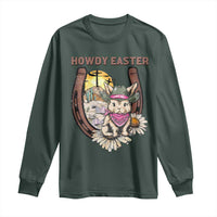 Funny Western Easter Day Long Sleeve Shirt Howdy Easter Country Cowboy Bunny Horseshoe