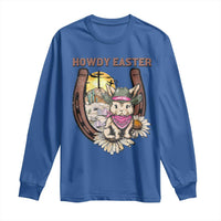 Funny Western Easter Day Long Sleeve Shirt Howdy Easter Country Cowboy Bunny Horseshoe