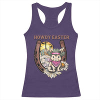 Funny Western Easter Day Racerback Tank Top Howdy Easter Country Cowboy Bunny Horseshoe