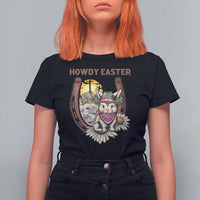Funny Western Easter Day T Shirt For Women Howdy Easter Country Cowboy Bunny Horseshoe