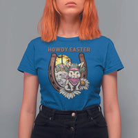 Funny Western Easter Day T Shirt For Women Howdy Easter Country Cowboy Bunny Horseshoe