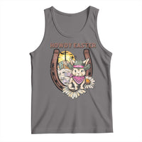 Funny Western Easter Day Tank Top Howdy Easter Country Cowboy Bunny Horseshoe
