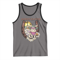 Funny Western Easter Day Tank Top Howdy Easter Country Cowboy Bunny Horseshoe