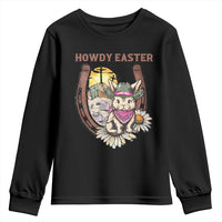 Funny Western Easter Day Youth Sweatshirt Howdy Easter Country Cowboy Bunny Horseshoe