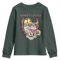 Funny Western Easter Day Youth Sweatshirt Howdy Easter Country Cowboy Bunny Horseshoe