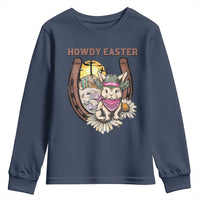 Funny Western Easter Day Youth Sweatshirt Howdy Easter Country Cowboy Bunny Horseshoe