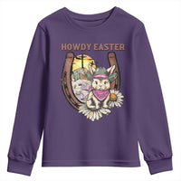 Funny Western Easter Day Youth Sweatshirt Howdy Easter Country Cowboy Bunny Horseshoe