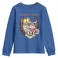 Funny Western Easter Day Youth Sweatshirt Howdy Easter Country Cowboy Bunny Horseshoe