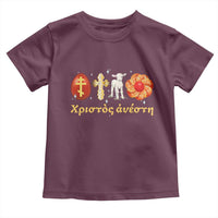 Funny Greek Orthodox Easter Day Toddler T Shirt Christ Is Risen Tsoureki Red Egg Sheep