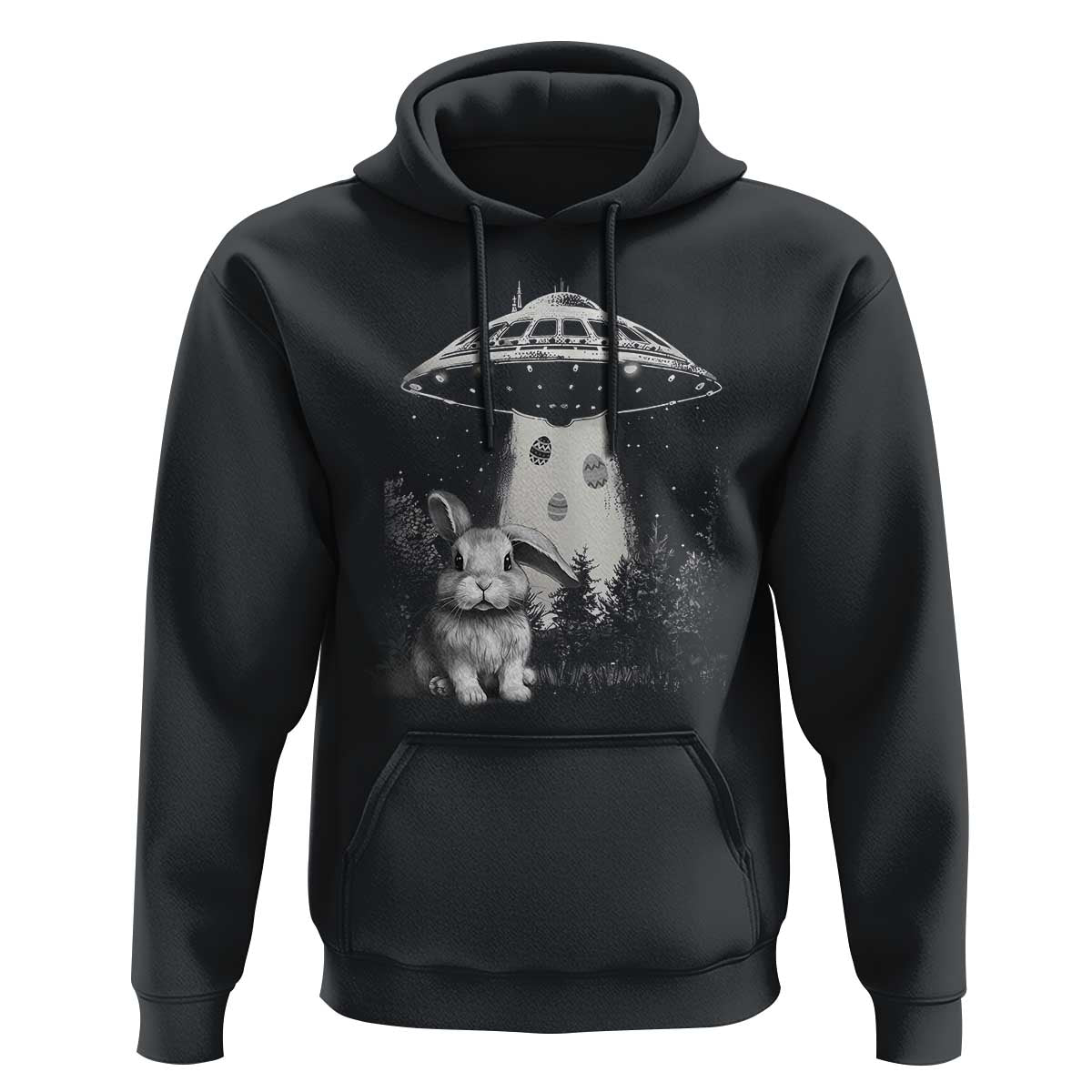 Funny Easter Day UFO Bunny Alien Eggs Hoodie