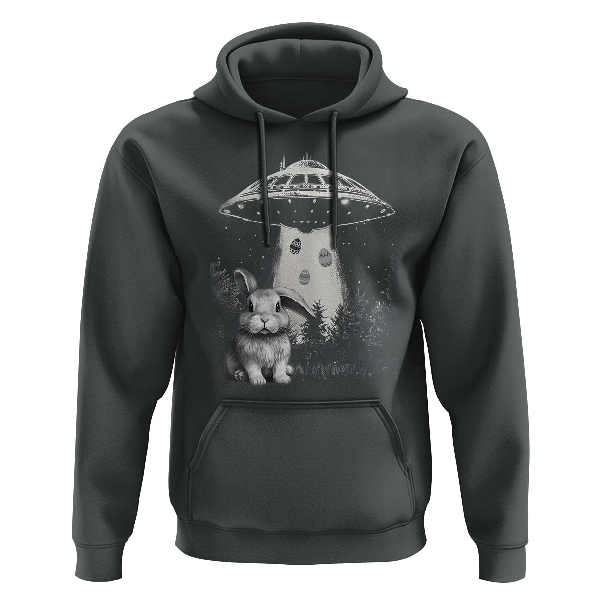 Funny Easter Day UFO Bunny Alien Eggs Hoodie